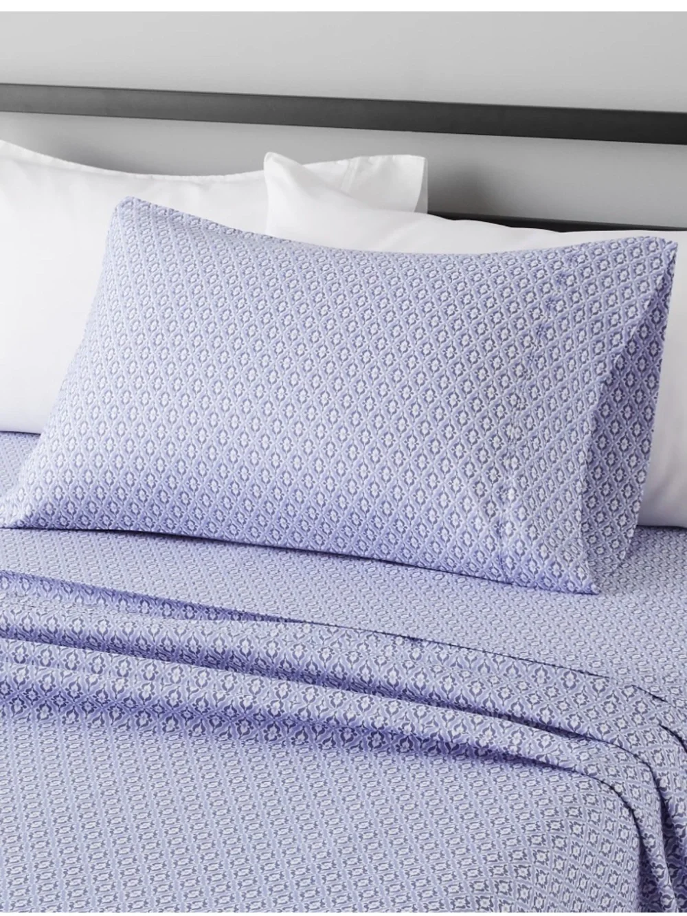 TWIN Super-Soft Easy-Care Bedsheet Set 3Pc. Brushed Microfiber - BLUE DAMASK